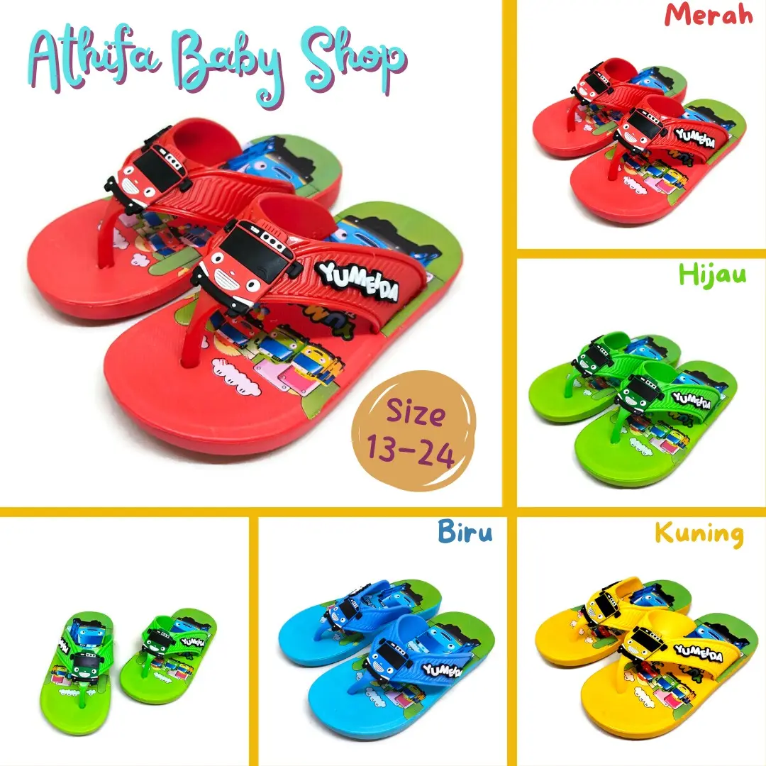 Sandal Jepit Anak Laki-Laki Cowok Sendal Japit Kaki Bayi Empuk Balita Karakter Tayo Umur Usia 2 3 4 5 Tahun