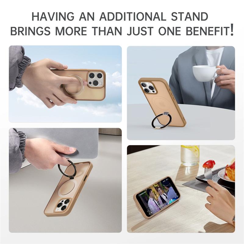 Product Introduction of Shockproof Magnetic Kickstand Matte Case For iPhone 16 15 14 Plus 13 12 Pro Max Case With Holder Stand Cover for Magsafe 7