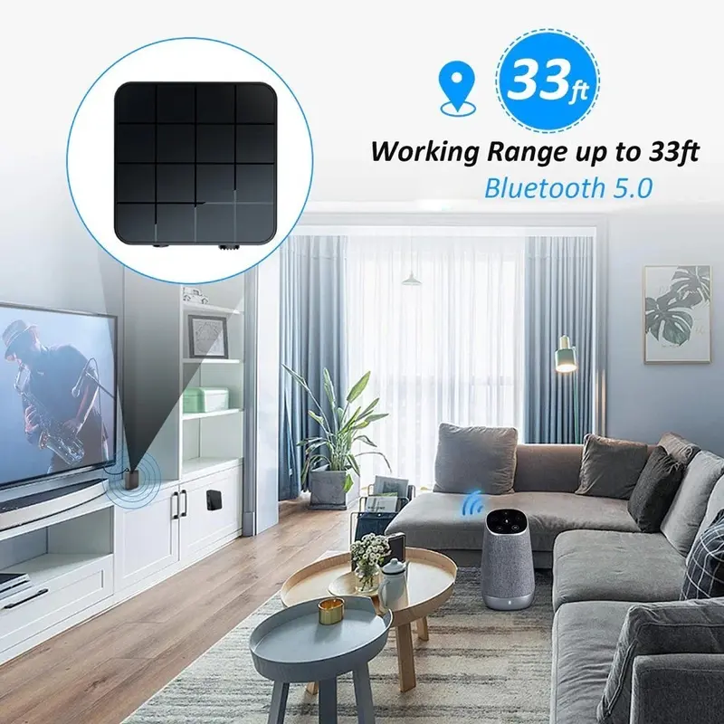 2 in 1 bluetooth receiver audio&bluetooth transmitter 5.0 with 3.5mm - Hitam For TV Computer Car Speaker Headset 2