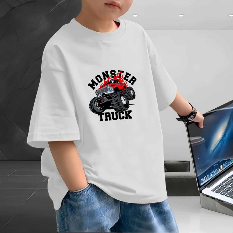 Áo Thun Ngắn Tay Quần Áo Trẻ Em, In Hình Xe Hơi Hoạt Hình Dễ Thương, Áo Dáng Rộng Và Dễ Phối Đồ Xu Hướng, Áo Mỏng, Hàng Mới Về Mùa Hè 2025 4