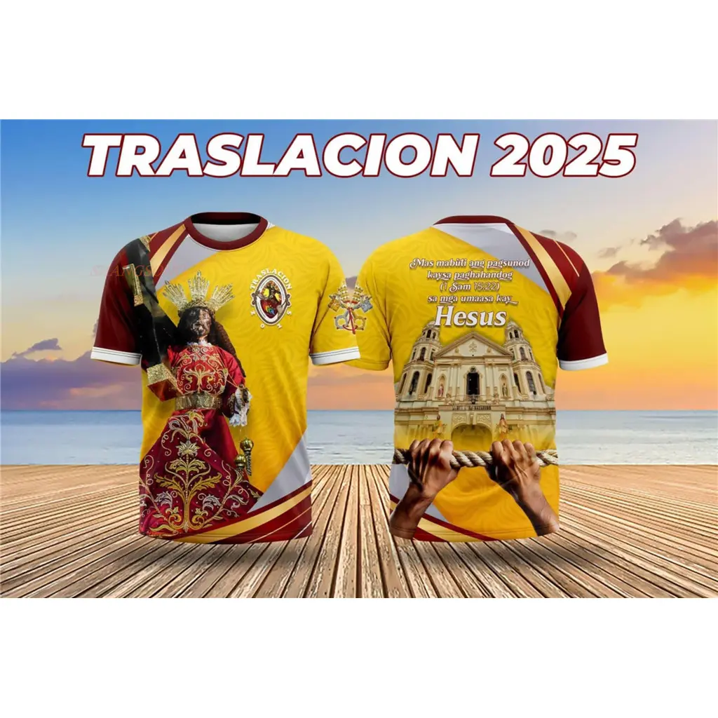 Fully sublimated 3D print TSHIRT nazareno 2025 debosyon traslacion misyon free custom name logo 100-3XL