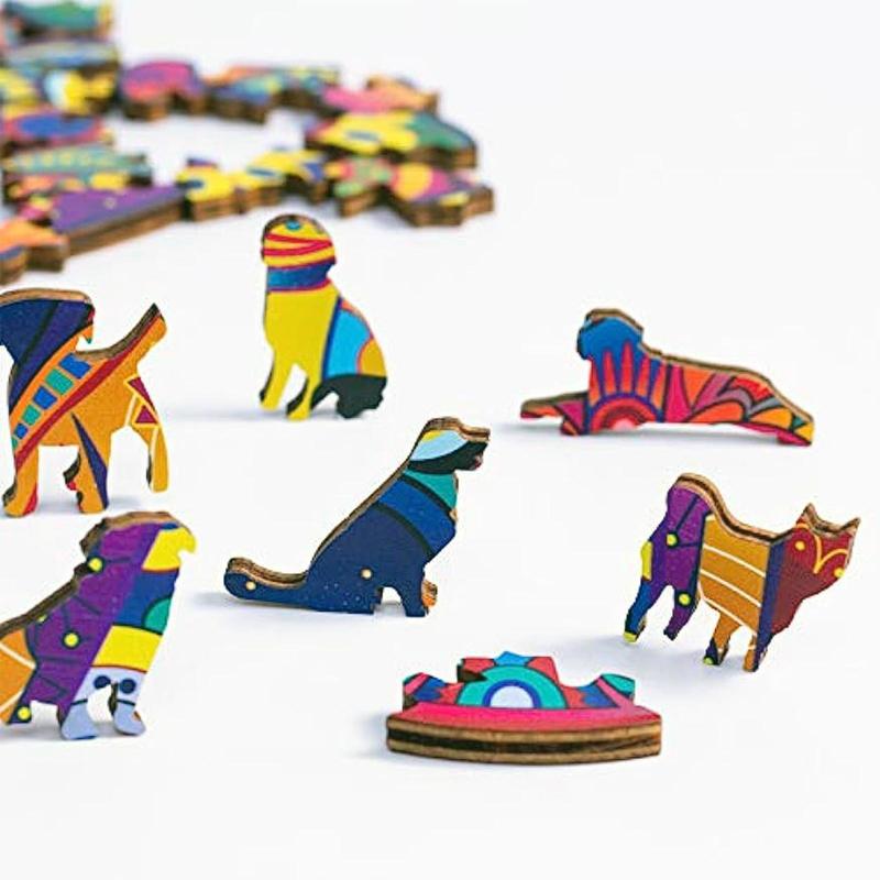 Heart Pattern Wooden Jigsaw Puzzle, Irregular Animals Shaped Puzzle Toy for Family & Friends, Creative Home Wall Decoration 4