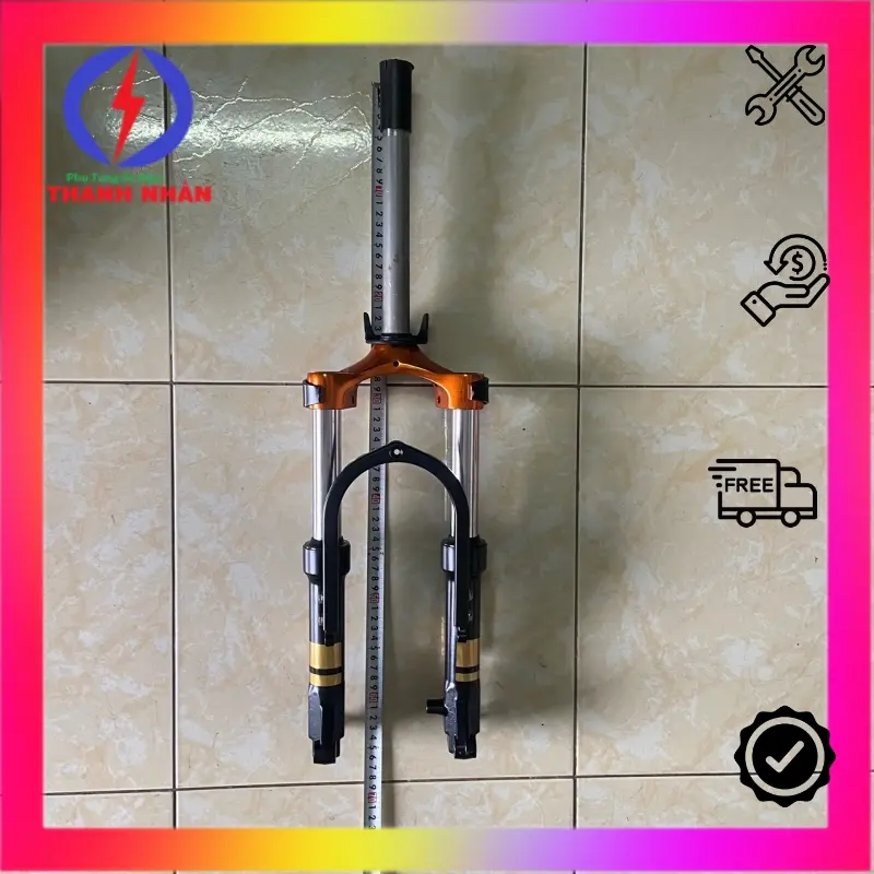[PHUỘC DẦU XỊN] Phuộc Dầu Trước Cho Xe Đạp Điện 18" Ren chén cổ Phi 25mm (DẦU THẬT)