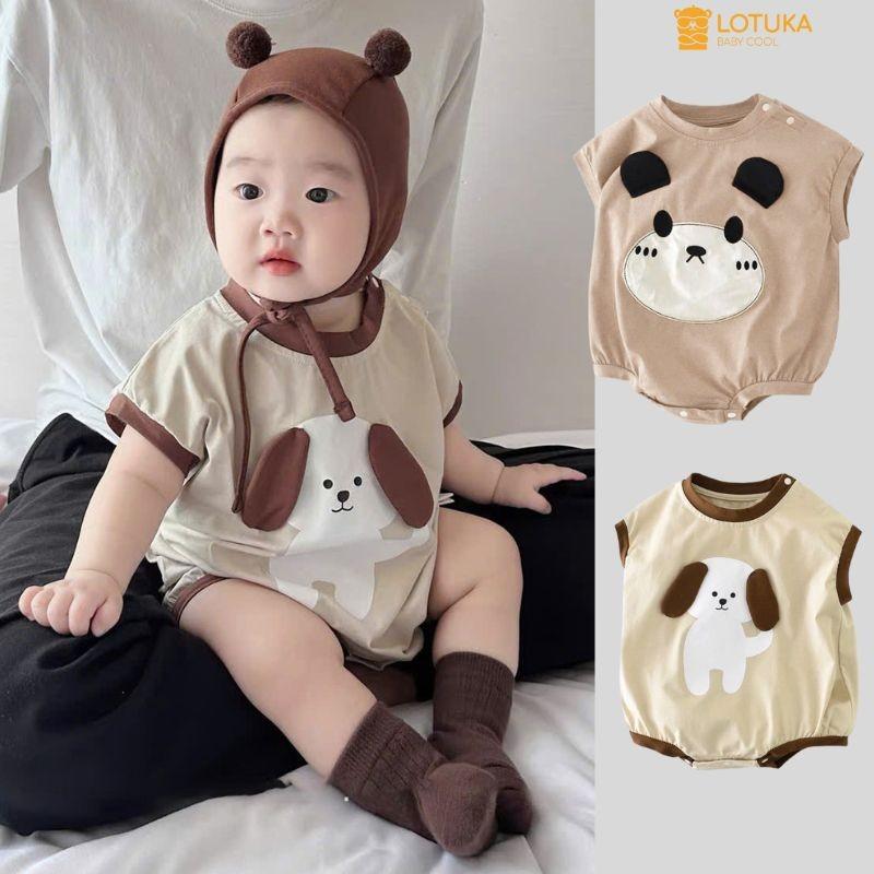 Bodysuit Chip Hình Thú Cho Bé LOTUKA Đáng Yêu, Bộ Liền Thân Chất Thun Lạnh Thoáng Mát, Quần Áo Trẻ Em Size 3-12kg
