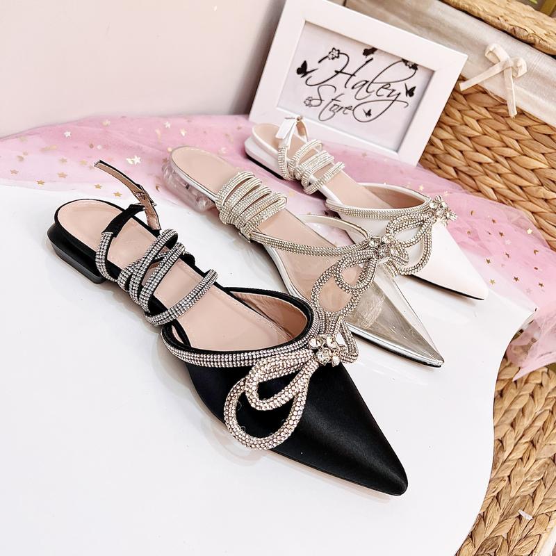 Product Introduction of Giày nơ xoàn vip 2p HALEY STORE đế bệt nơ đính xoàn mũi nhọn dây xoàn tiểu thư tiệc cưới bền đẹp đi học đi chơi đi làm êm chân 21