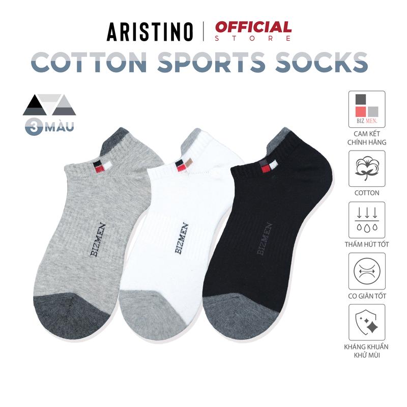 Tất, vớ nam cổ ngắn ARISTINO Bizmen công sở  phối line màu ôm chân công nghệ Nano Ag+ kháng khuẩn, thấm hút tốt - CSP07