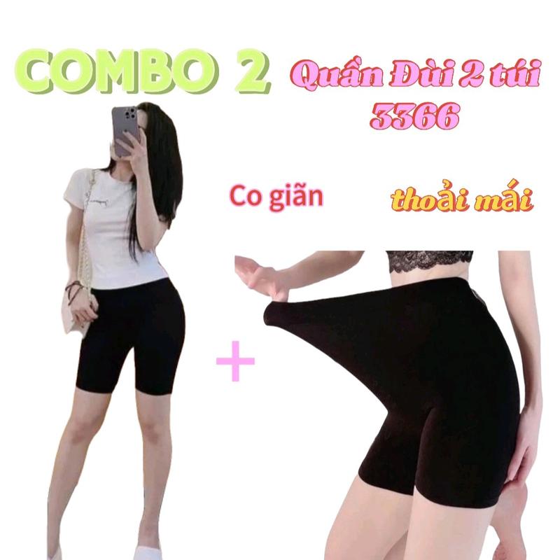 [COMBO 2 QUẦN] Legging Short 2 Túi Cạp Cao Hack Dáng Thời Trang Nữ Khỏe Mạnh Women Thun quần 1