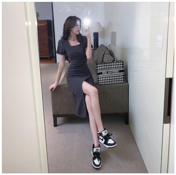Product Introduction of Fashion Women's Clothing Short Sleeve Dress Feminine Outfit 2021 New Summer Season Slimming Elegant Mid-Length Fashion 5