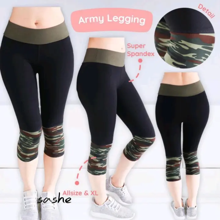Army Legging 7/8 Celana Olahraga Wanita Senam Aerobic Zumba dance