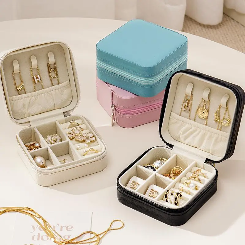 Mini Jewelry Storage Box, Portable Travel Jewelry Case, Multi-grid Jewelry Box for Rings Earrings Necklace Bracelets, Travel Accessories, Beauty Organizer 5