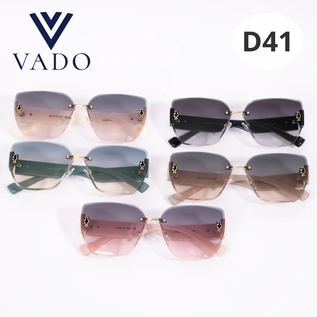 D41 - Mắt kính nữ thời trang chất tròng thủy tinh ép, Kính Mắt form mắt mèo ngang, thiết kế ombre sang trọng, phù hợp với nữ và không kén mặt, đi kèm khăn hộp - VADO