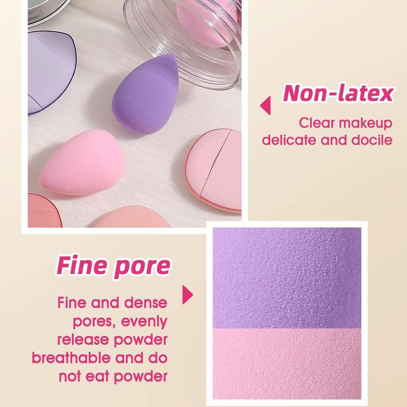 15pcs Mini Makeup Sponges & 15pcs Thumb Powder Puffes, Soft Makeup Puffs for Contour Blending & Facial Detailing, Versatile Face Makeup Tool Set with Storage Case 7