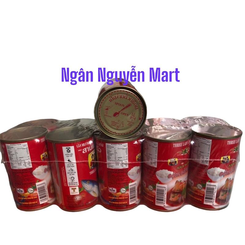 BT - Cá mòi 3 cô gái loại khui muỗng 1 lốc 10 hộp mỗi hộp 155 gam HSD : 2028 Food