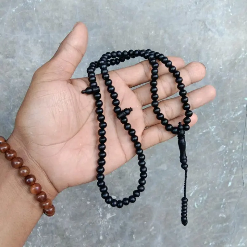 Tasbih Galih Kelor Hitam 6mm - Isi 99 Butir - Muslim, Motif 2