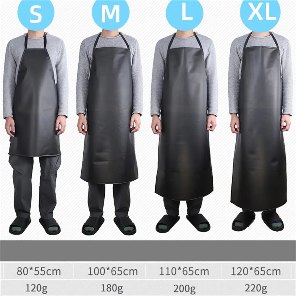 Apron Hitam PVC, Kalis Air dan Kalis Minyak, Untuk Dapur dan Kawasan Kalis Air, Sesuai untuk Pekerja, Lebih Bersih