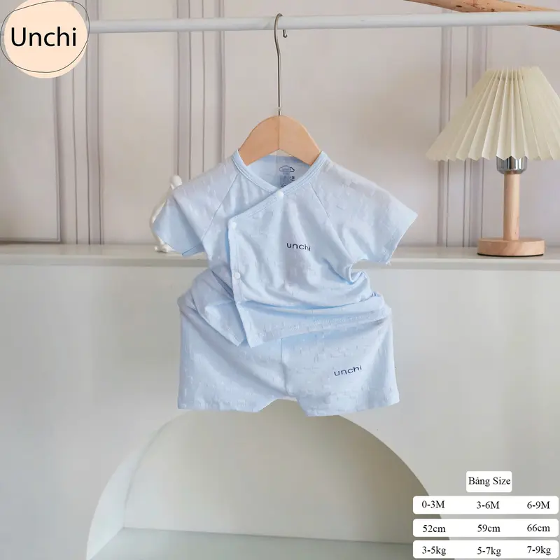 BC14. Bộ sơ sinh cộc tay Unchi vải petit bamboo vân nổi mềm mát cho bé sơ sinh từ 3-8kg (Form nhỏ) 6