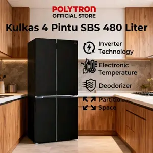 POLYTRON Kulkas Side By Side 4 Pintu New Belleza Inverter – PRS 510X