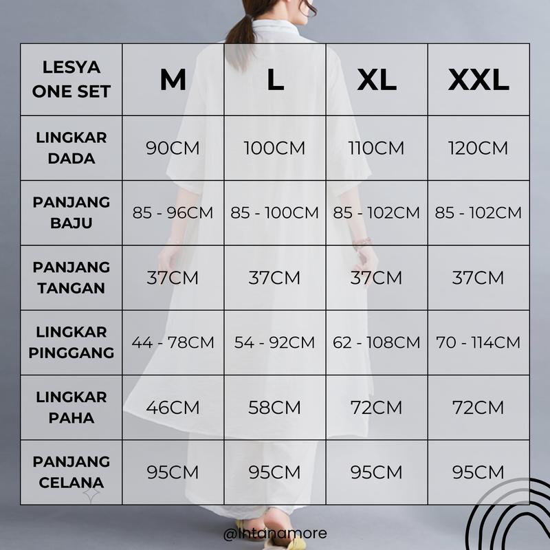 Lesya Setelan Wanita One Set Jumbo Atasan Tunik Dan Celana Kulot Bahan Katun Linen Rami Daily Set Kekinian Terbaru 2023 2