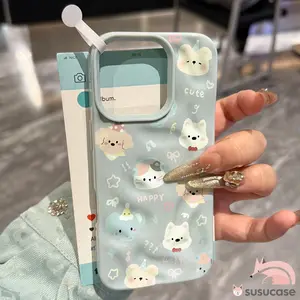 Case HP Untuk Oppo A5i A17 A18 A38 A3X A3 A7 A5s A15 A12 A60 A58 A57 A77 A15s A16 A17K A16K A16s A54 A53 A31 A1K A52 A9 A5 2020 A3s A74 A95 A11K Reno 4F Air Ruffle Gelombang Pesta Hewan Lucu Mengkilap Soft Cover