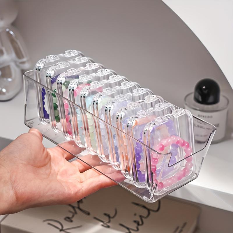 Bộ Sắp Xếp Trang Sức Acrylic Trong Suốt, 10 Cái, Có Thể Xếp Chồng, Hộp Trưng Bày Vòng Tay Có Nắp Đậy, Làm Bằng Nhựa, Trong Suốt, Chống Bụi, Thích Hợp Cho Hạt, Dây Đeo Tay Và Lắc Tay 0