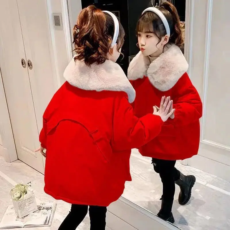 Áo Khoác Bông Mùa Đông, Cho Bé Gái, Phong Cách Phương Tây, Cỡ Trung Bình Và Lớn, Áo Khoác Có Đệm Bông, Quần Áo Cotton Nhung, Áo Parka, Áo Khoác Dày, Thích Hợp Cho Trẻ Em