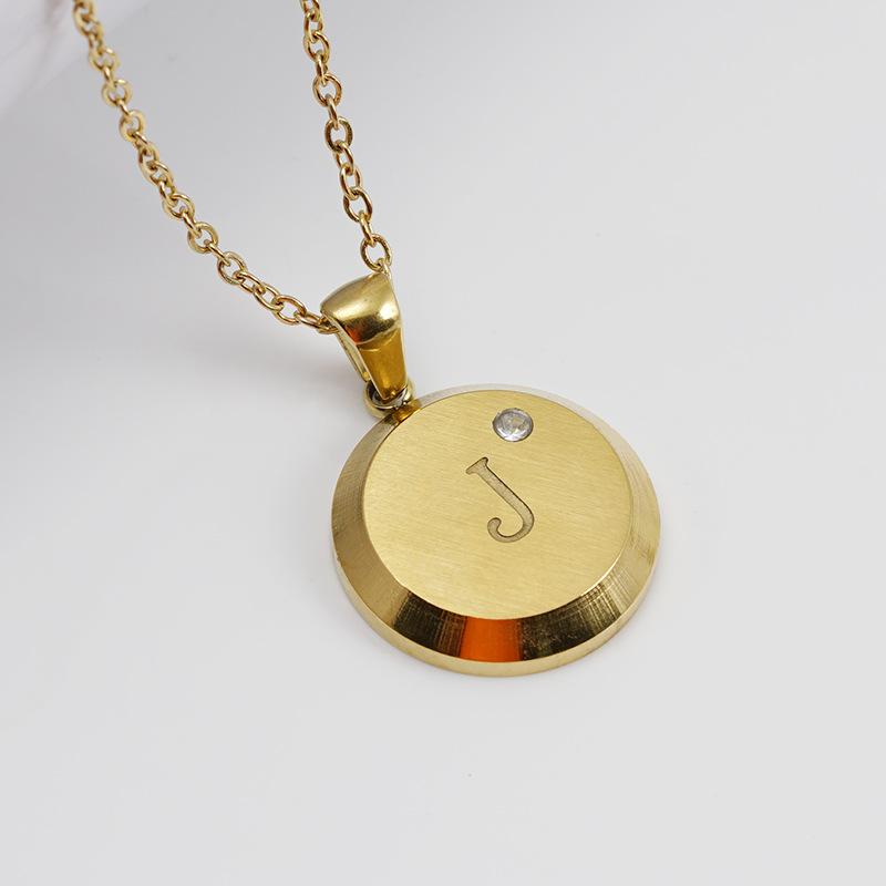 Product Introduction of INS Stainless Steel 26 Beaded Letter-Printing Necklace Female 18K European and American round Simple English Titanium Steel Pendant Jewelry 5