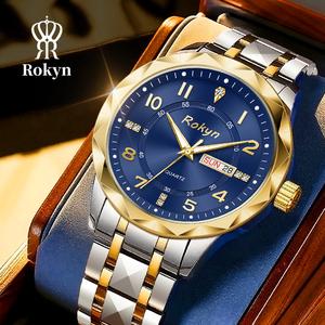 Jam Tangan Lelaki, Kalis Air, Berkilau, Kalendar Dwi, Gaya Perniagaan Kasual, Pergerakan Kuarza Prisma Watches