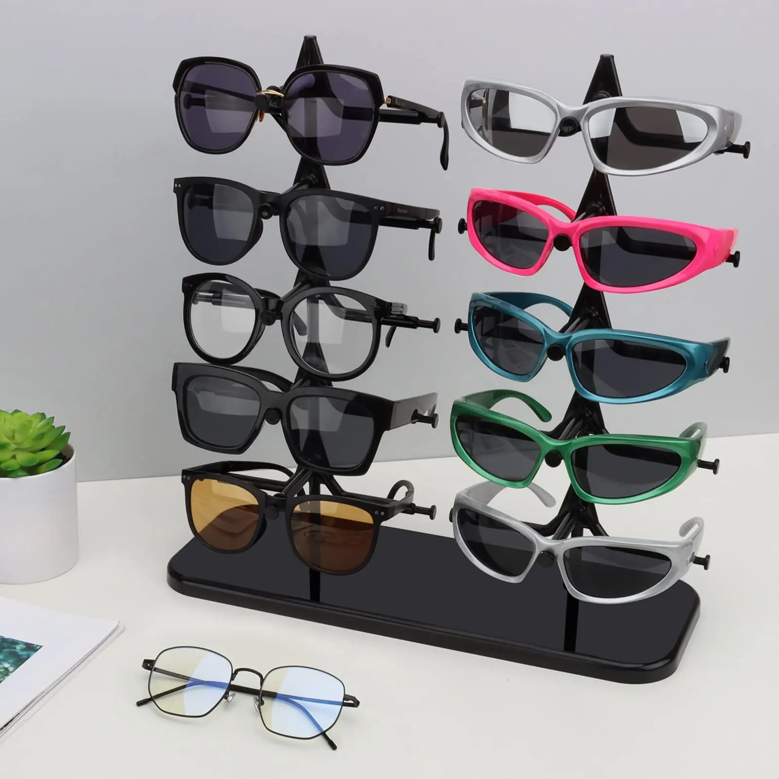 Glasses Display Stand, 1 Box Sunglasses Display Rack, Glasses Shelf, Counter for Glasses, Glasses Rack Storage Stand, Organiser, Glasses Holder