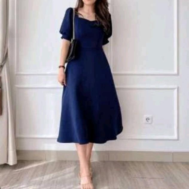 Witya/Dress Wanita Pesta Terbaru Korea Style - Gaun Kondangan Wanita Korea Witha/Dress pesta Model Simpel Elegan dan Nyaman Remaja Dewasa Mewah  Casual Pendek Kain Crinkle Airflow 1