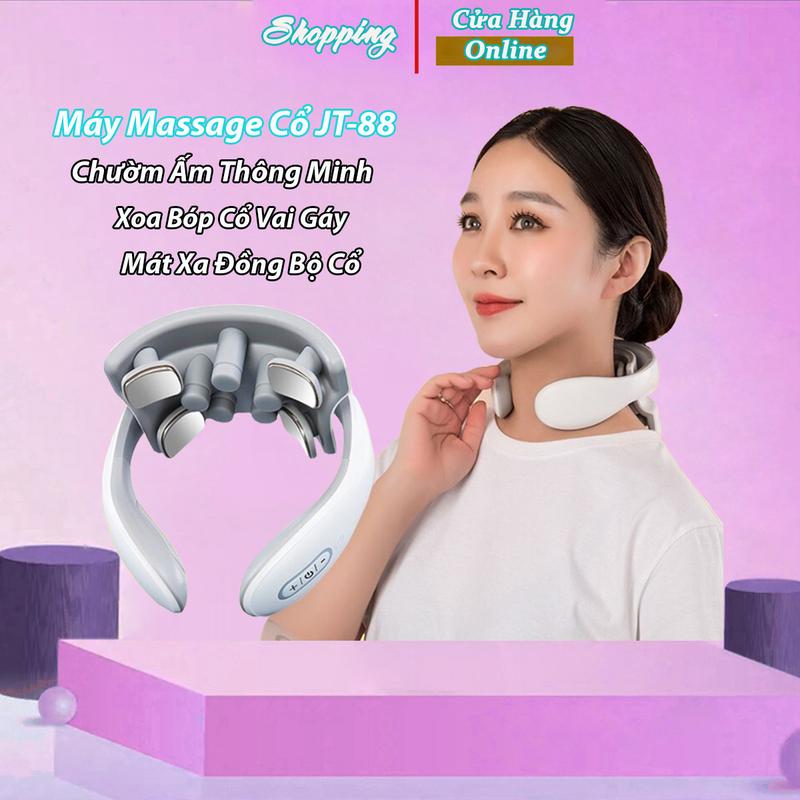 Máy Massage Cổ Vai Gáy JT88, Mát Xa Xung Điện Cùng 5 Đầu Rung, Có Chườm Nóng, Dành Cho Văn Phòng - Người Cao Tuổi