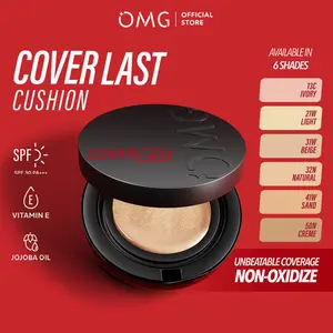 OMG Oh My Glam Coverlast Cushion 15g - Cushion Foundation Concealer Skin Tint Make Up - High Coverage Dewy Finish -