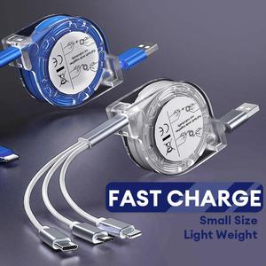 3 in 1 fast charge Android cable charger type C cable with Holder, compatible for Huawei Xiaomi Vivo mobile phone fast charging Cellphone Smartphone Electronic