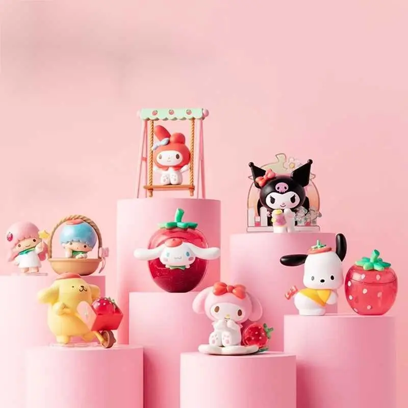 Genuine Sanrio model Kawaii Strawberry Manor series bd box Kuromi mymelody Cinnamoroll LittleTwinStars figure