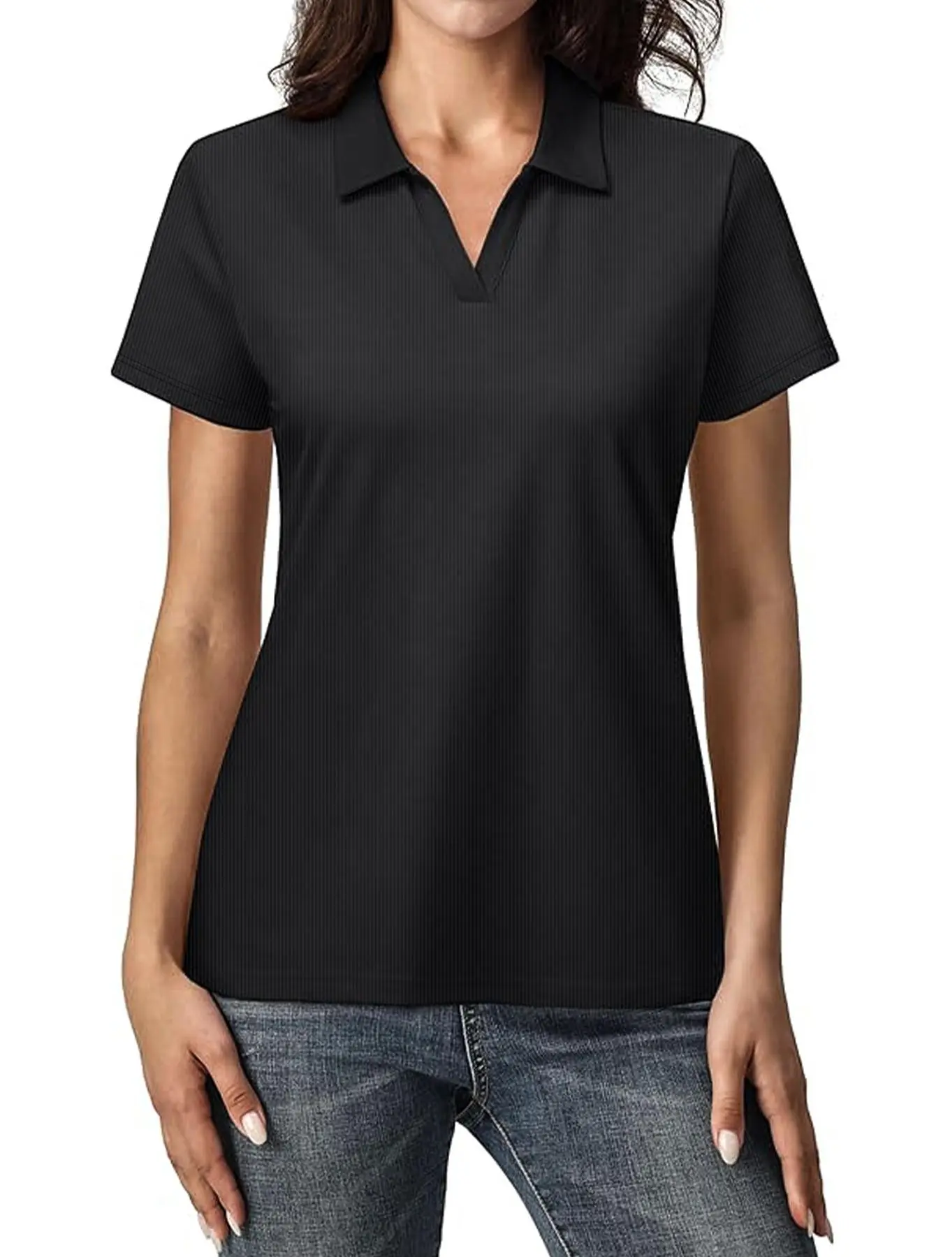Women's Plain Polo Shirt, Casual Short Sleeve Top for Summer, Ladies Clothes for Daily Wear