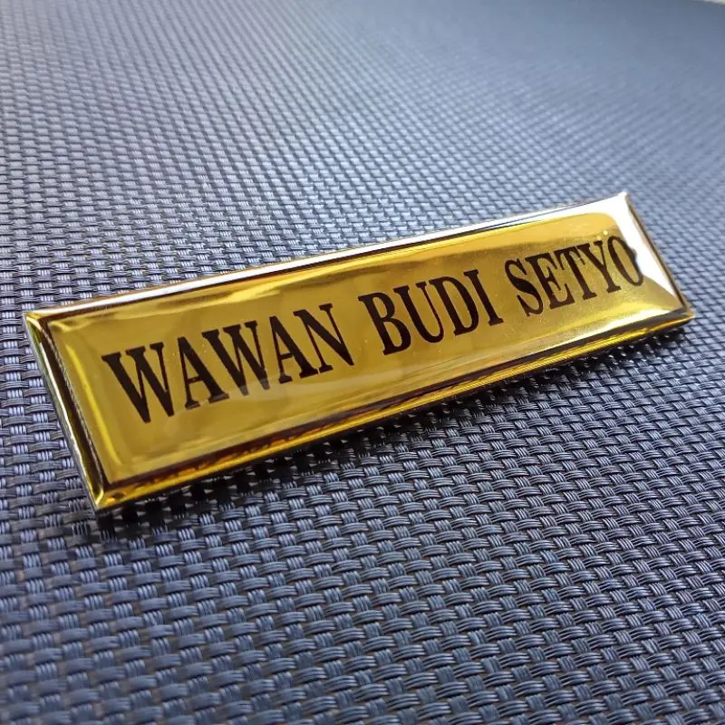 Name Tag Papan Nama Warna Gold Emas Mengkilat - Peniti - Magnet #Name Tag Indonesia 4
