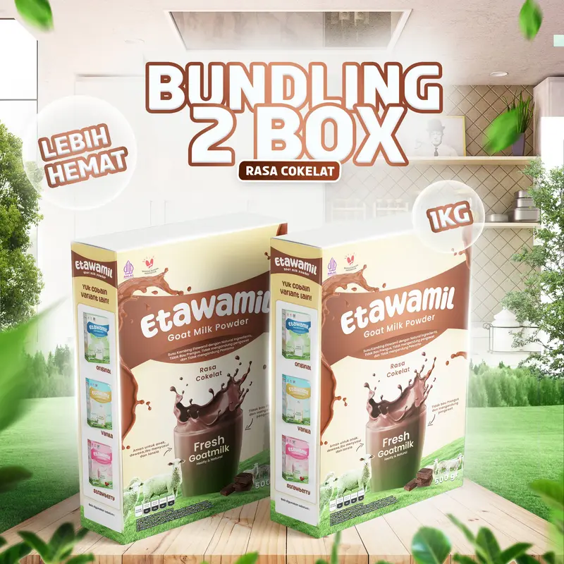 ETAWAMIL Susu Kambing Etawa Bubuk - Rasa Cokelat Enak Sehat Halal BPOM 1000 gram 1 KG Milk 1