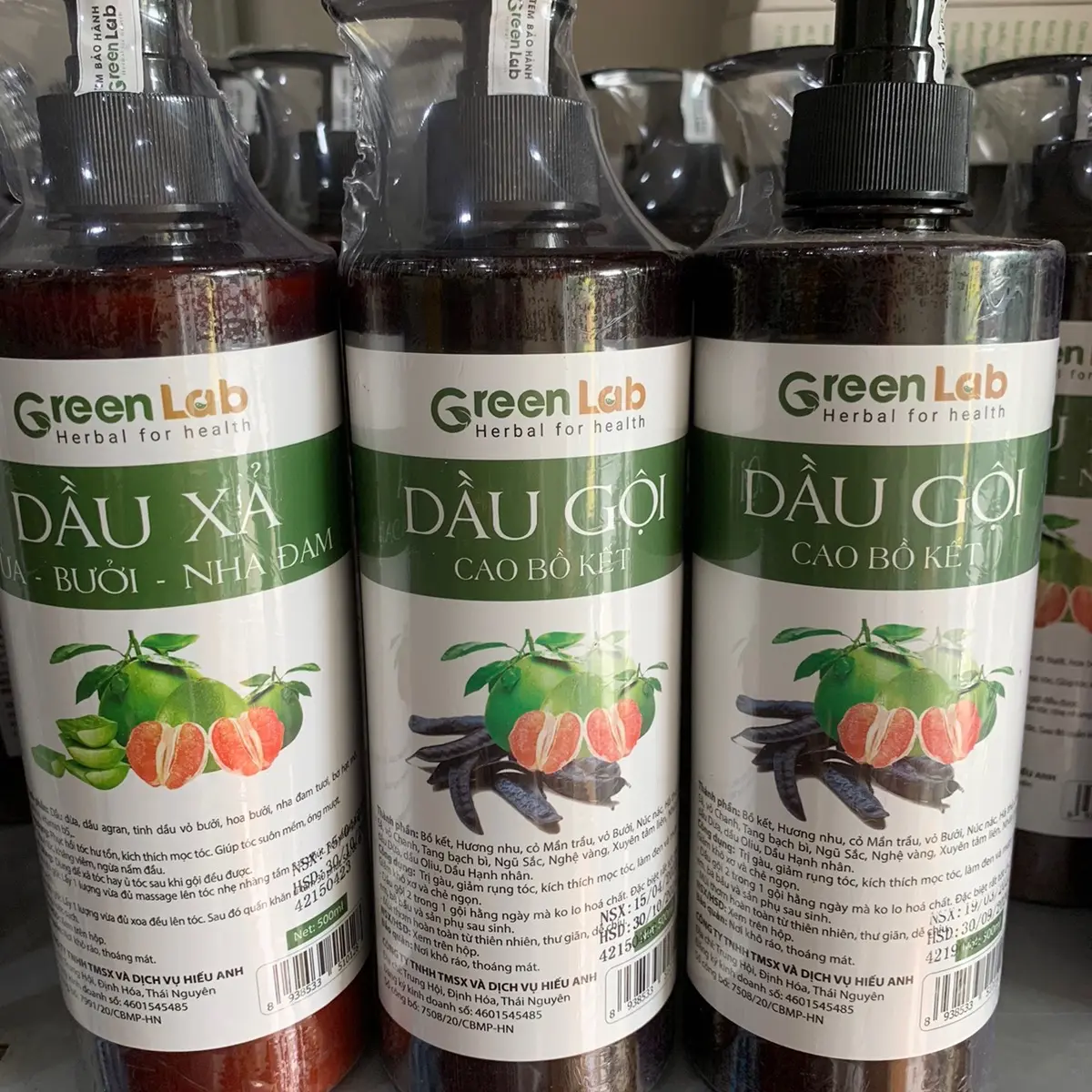 Combo 3 chai Dầu gội xả Bồ kết Greenlab (chuyên sâu vảy gàu, nấm ngứa)