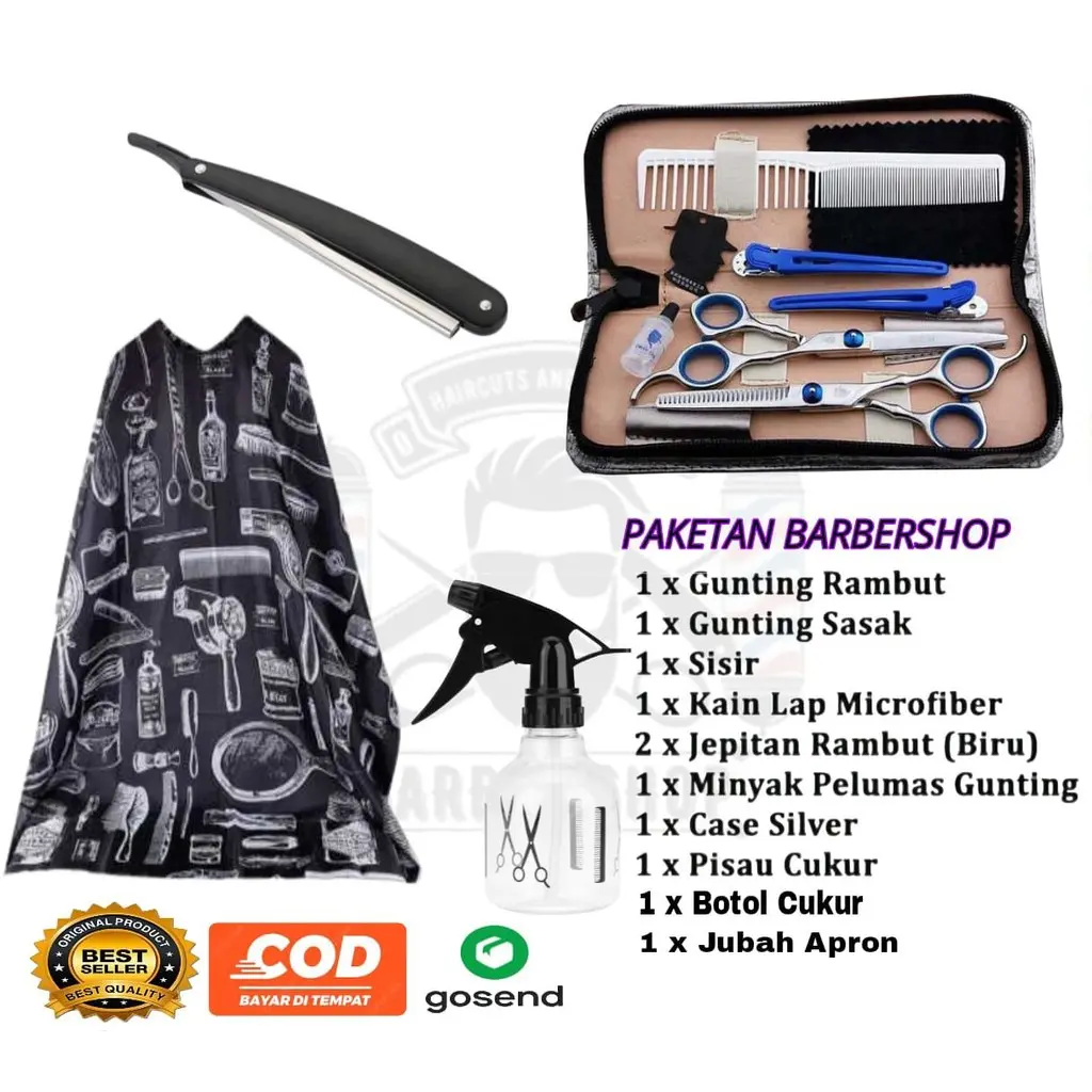 Paket Alat Cukur Rambut Gunting Rambut Gunting Sasak Set Potong Rambut Lengkap Salon Barbershop Profesional BARBERSHOP.ID