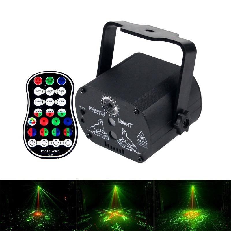 Đèn laser mini pro 60 hình hoa văn, có cảm biến nhạc 17 kiểu chỉnh (chớp , nháy, nhanh chậm đứng,cảm nhạc, hẹn giờ...), 60 hình hoa văn 3