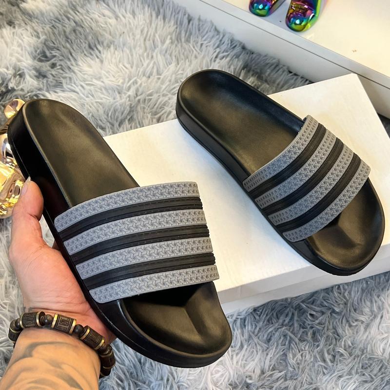  Dép Nam nữ quai ngang 3 Sọc Xám Hàng Mới HOT Slipper DéP Đế Bằng Dép Lê 