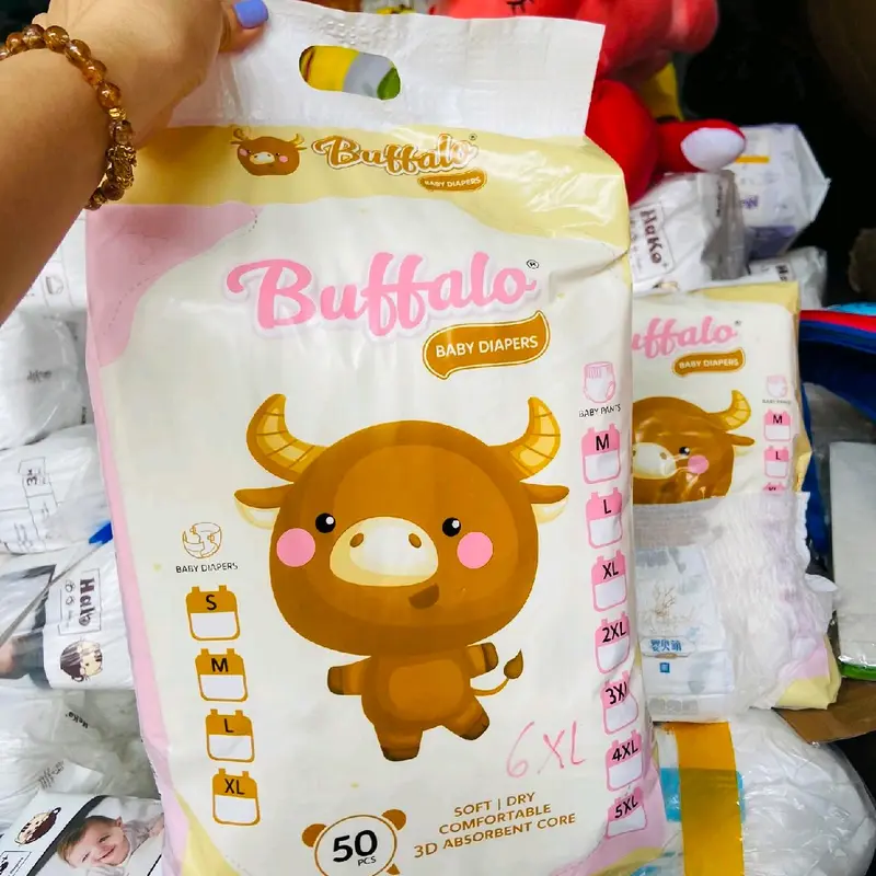 ( Tặng quà) Bỉm TRÂU VÀNG BUFFALO  6xl 7xl 8xl cho bé 20-30-40kg bỉm quần phom to 100 miêng Cho Bé Voi đùi ếch 2