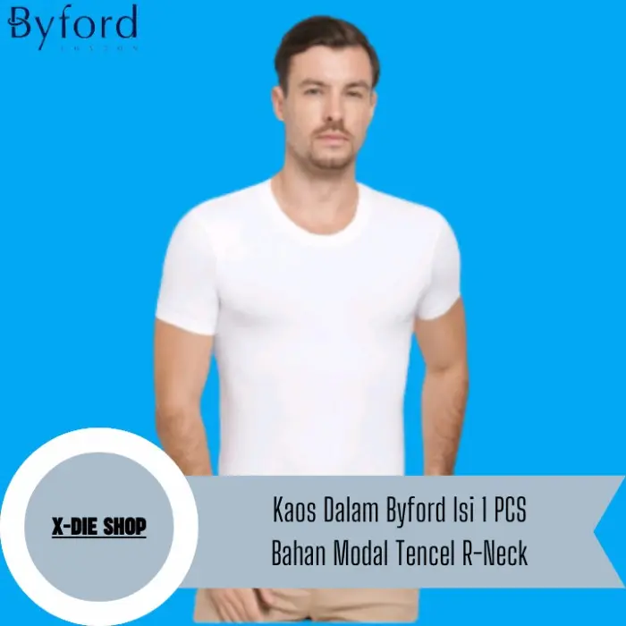 Kaos Dalam BYFORD isi 1 Pcs Bahan Modal Tencel Super Soft Hitam Putih 2