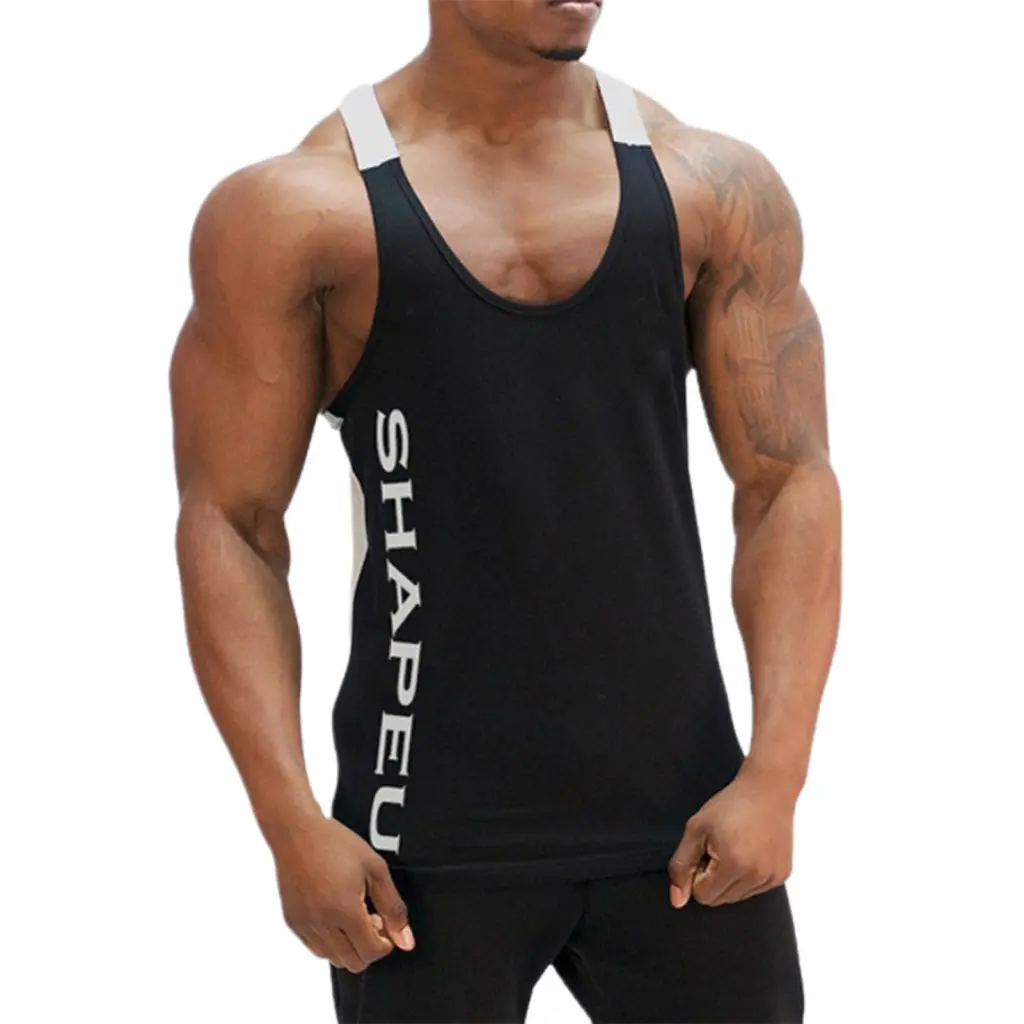 [Gz] Workout Vest Stylish Running Vest Men Loose U Neck Men Bodybuilding Vest All Match Outdoor U Neck Quick-drying Workout Vest for Sports All Match