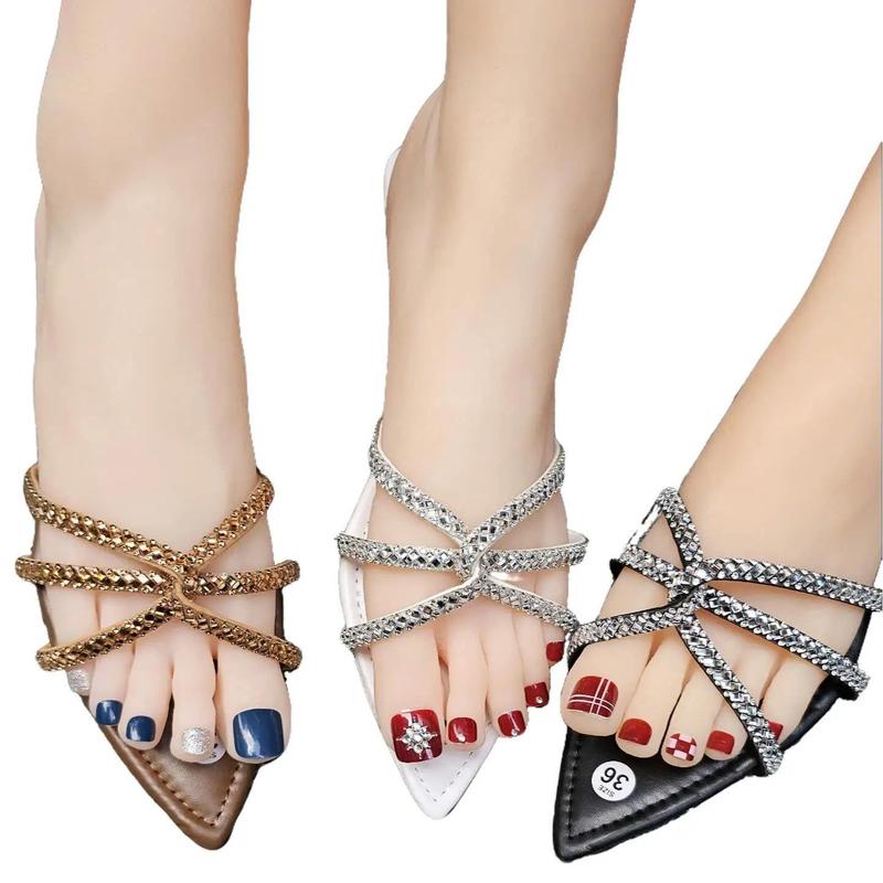 Dép bệt mũi nhọn dây đá xoàn hàng Việt Nam chất lượng cao, GiàY