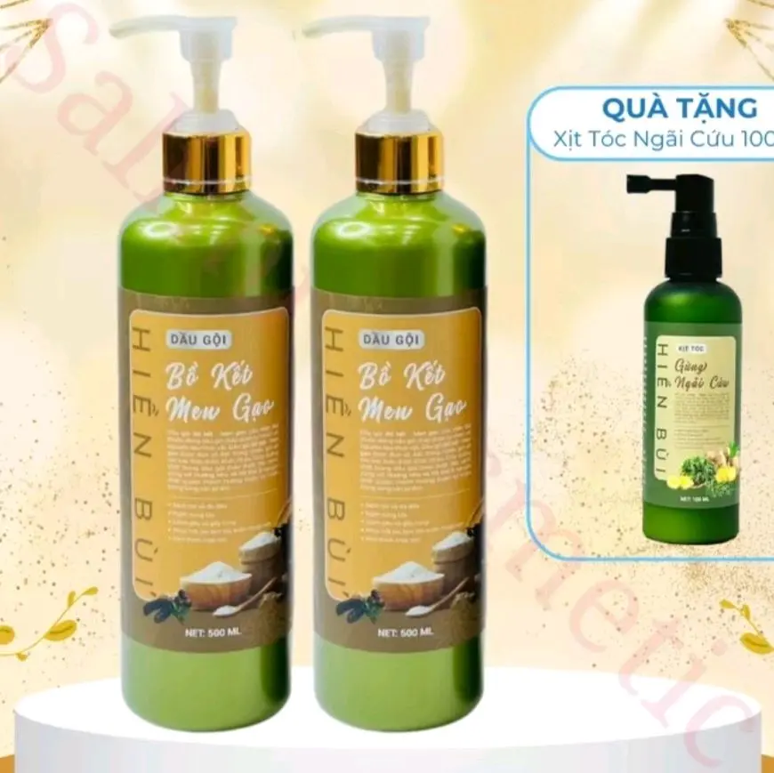 *Tặng 1 lọ xịt* Combo 2 Chai Dầu Gội Bồ Kết Men Gạo giúp hỗ trợ giảm gàu ngứa, giảm nấm, giúp phục hồi tóc gãy rụng