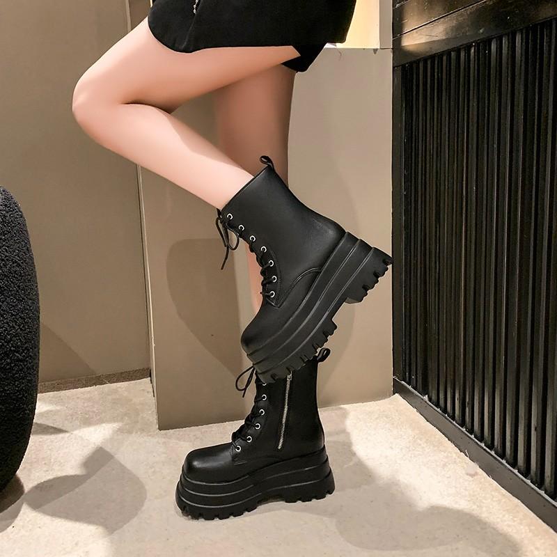 Giày bốt ngắn đế dày tăng chiều cao phong cách Anh Giày bốt ngắn Martin chống trượt   Size lớn 35-42 7