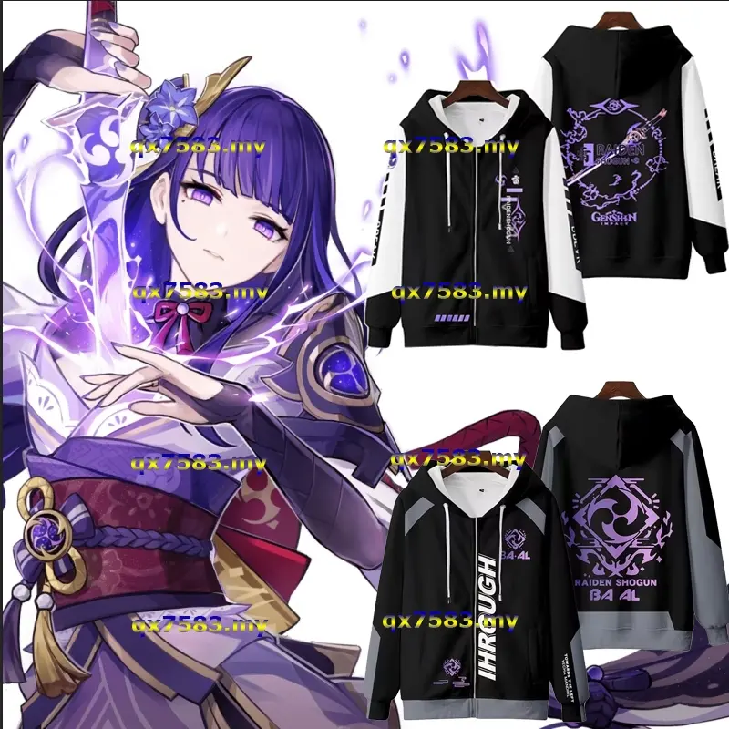 Áo Hoodie Có Khóa Kéo Anime Genshin Impact Raiden Shogun Baal Mới Áo Len In 3D Dáng Rộng Thời Trang Nam Nữ Nhật Bản Áo Khoác Có Mũ Dài Tay Thường Ngày Phi Giới Tính Áo Khoác Có Mũ Trùm Đầu Hóa Trang Menswear Nhung Cotton