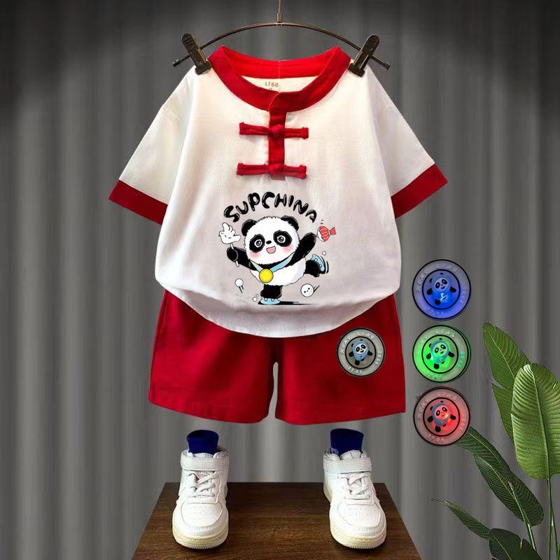 Product Introduction of Boy Han Chinese Clothing Suits Baby Luminous Two-Piece Pants Red CNY New Year Clothes Chinese Style Tang Suit 13
