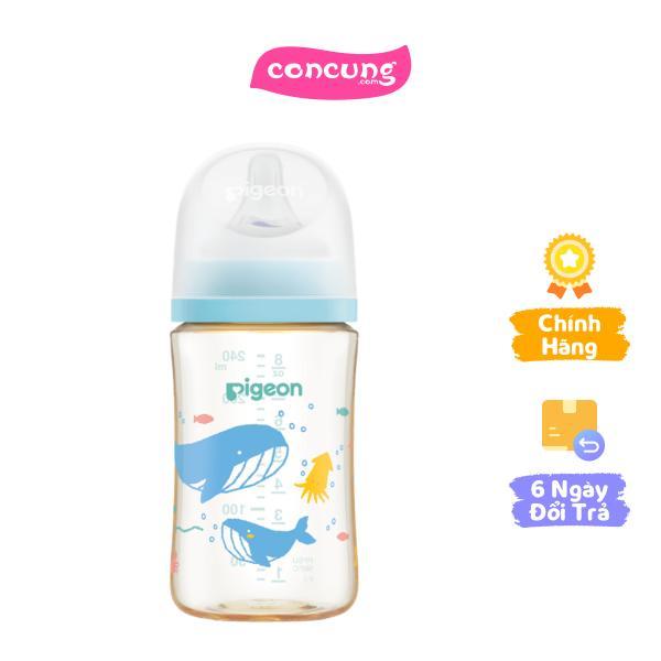 Bình Sữa Pigeon PPSU Softouch Baby-Friendly World 240ml đại dương M