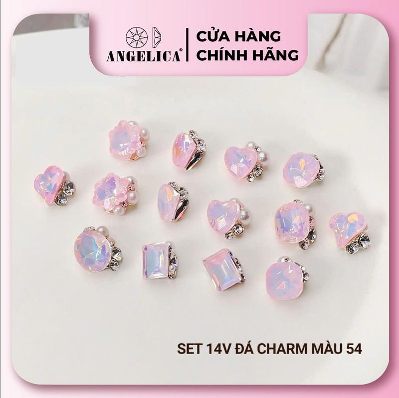 Set đá MIX CHARM - MIX 14 viên đá CHARM size mini và size vừa phụ kiện làm nail cao cấp ANGELICA Nữ Sơn Gel Women